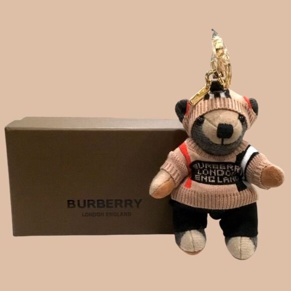 BURBERRY THOMAS SWEATER TEDDY BEAR KEYCHAIN CHARM - Picture 6 of 7